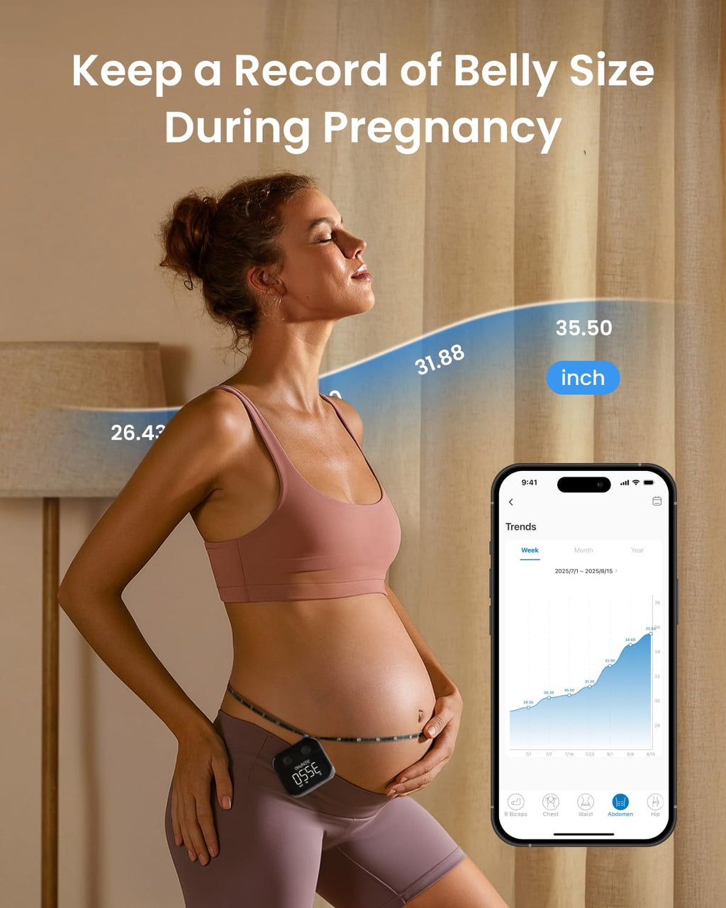 RENPHO Smart Retractable Body Measuring Tape with LED Display and USB-C Recharge

