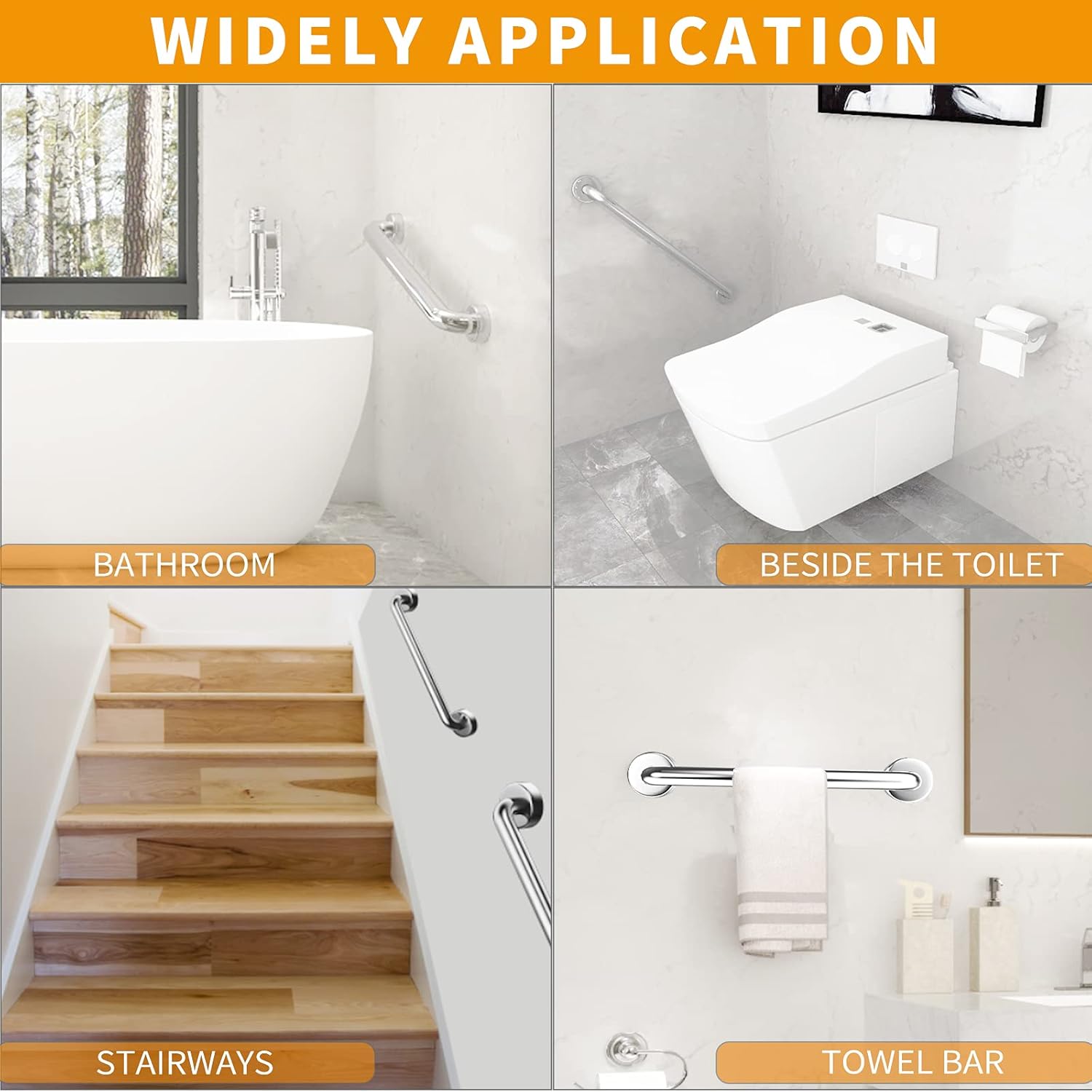 Lifeassist ADA Shower Grab Bars for Bathroom, 1.25 in Diameter, 500 lb Support

