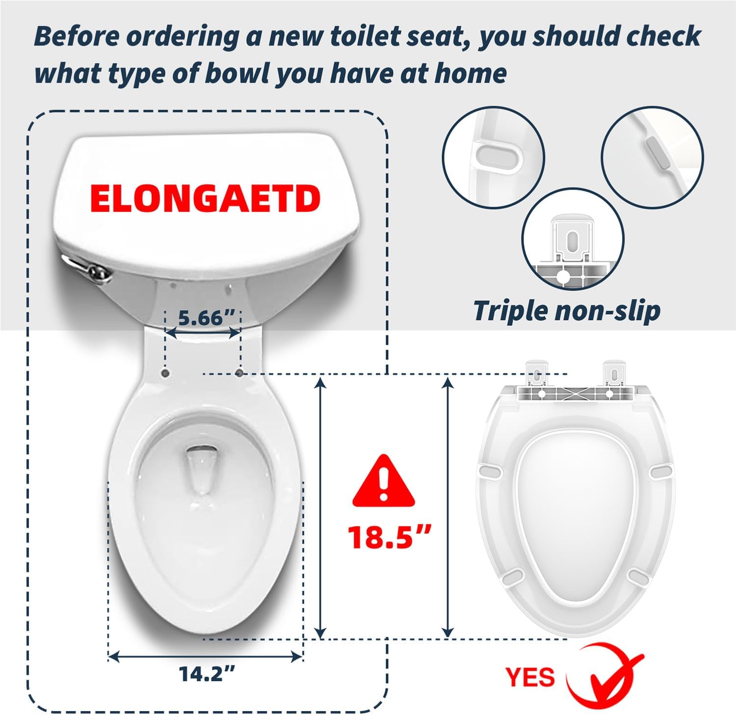 CCBELLO Elongated Raised Toilet Seat Riser with Slow Close Hinges, Heavy Duty

