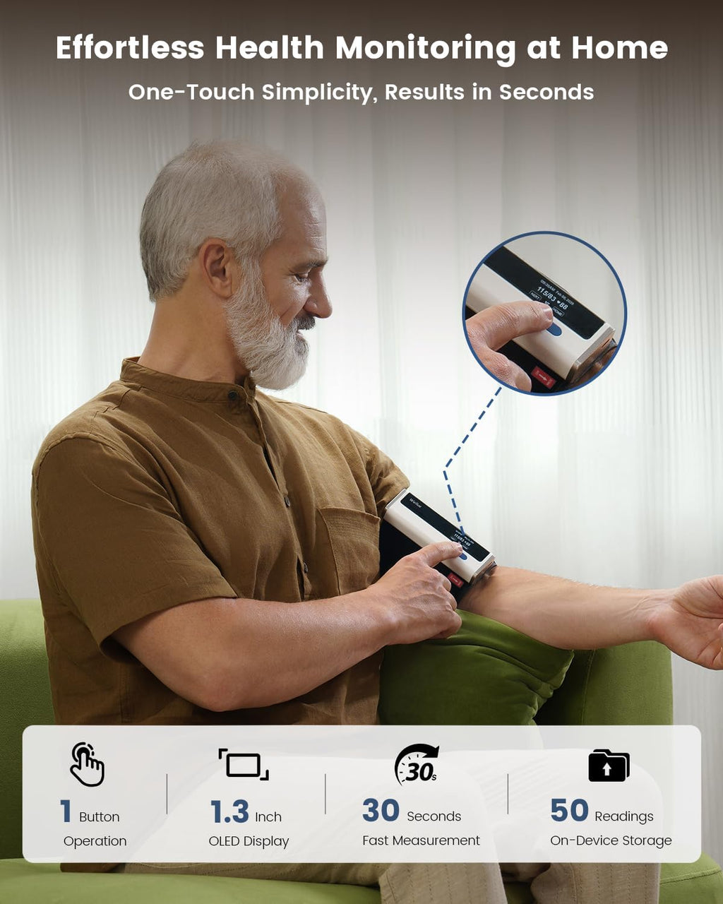 Wellue BP2A Upper Arm Blood Pressure Monitor with Bluetooth, Rechargeable App Sync

