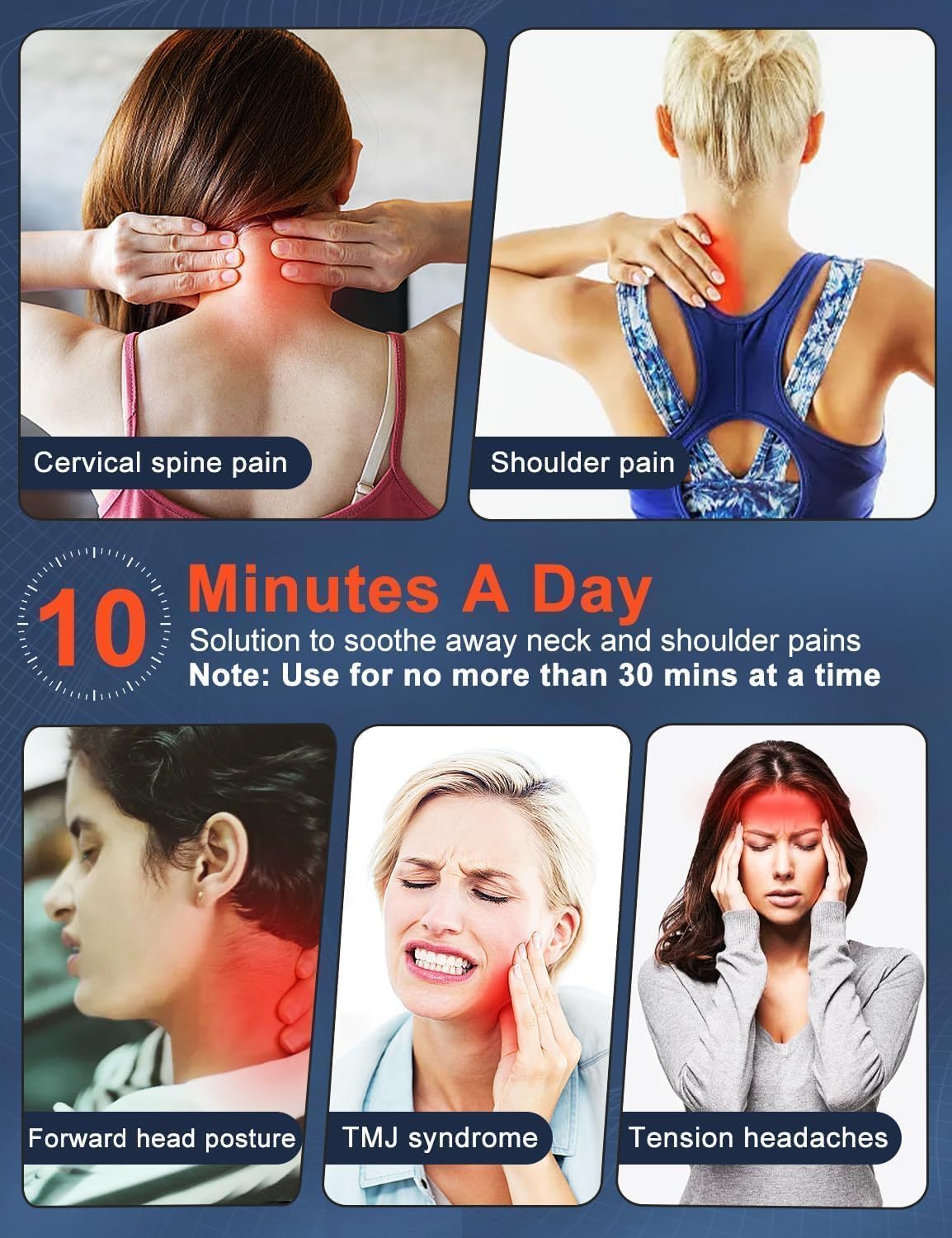 Wireless Heated Neck Stretcher, Cervical Traction Device with Heating Pad


