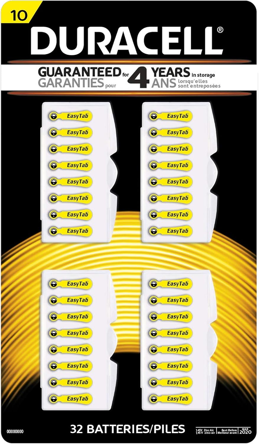 Duracell Size 10 Zinc Air Hearing Aid Batteries, Mercury Free

