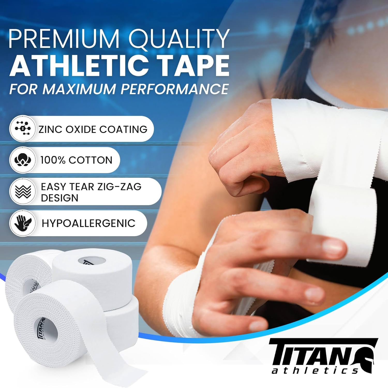 Titan Athletics Athletic Tape, Medical Sports Tape Roll, 1.5 in x 45 ft

