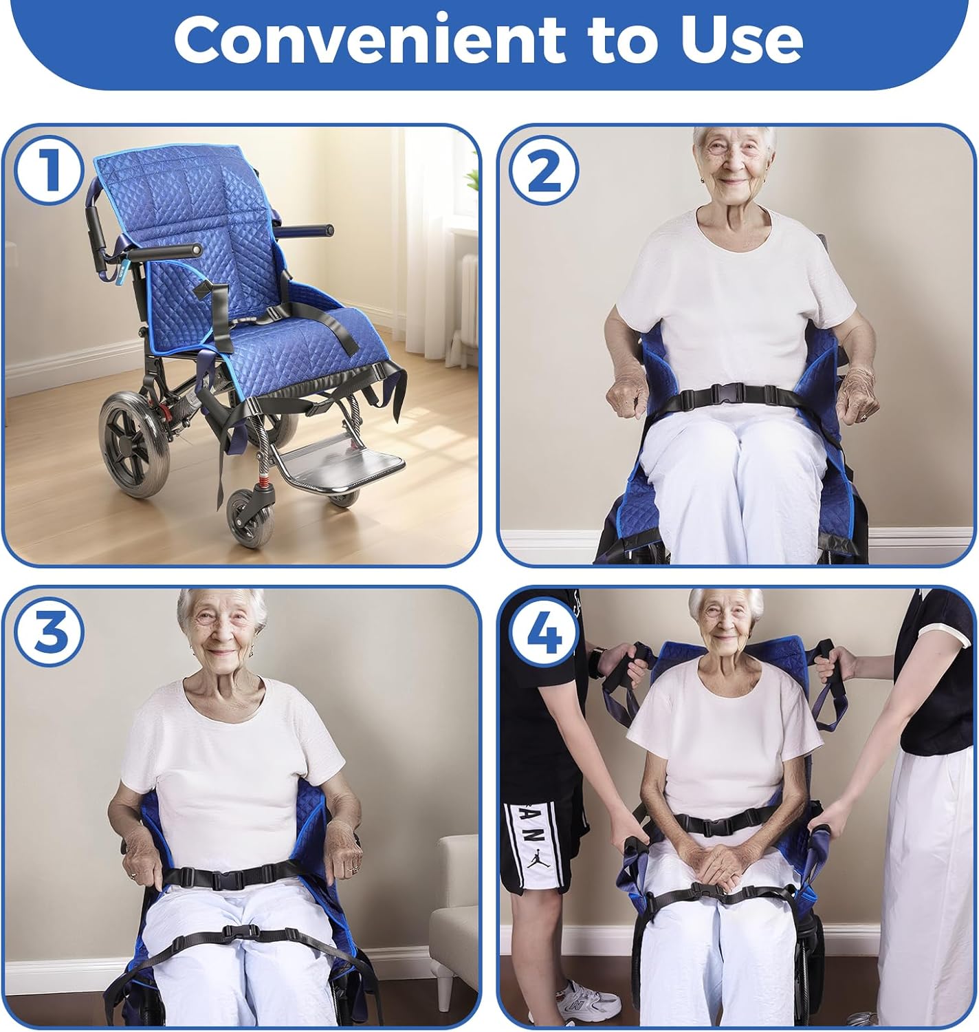 Heavy-Duty Wheelchair Transfer Pad 260 lb Capacity Oxford Fabric, 8 Sponge Handles

