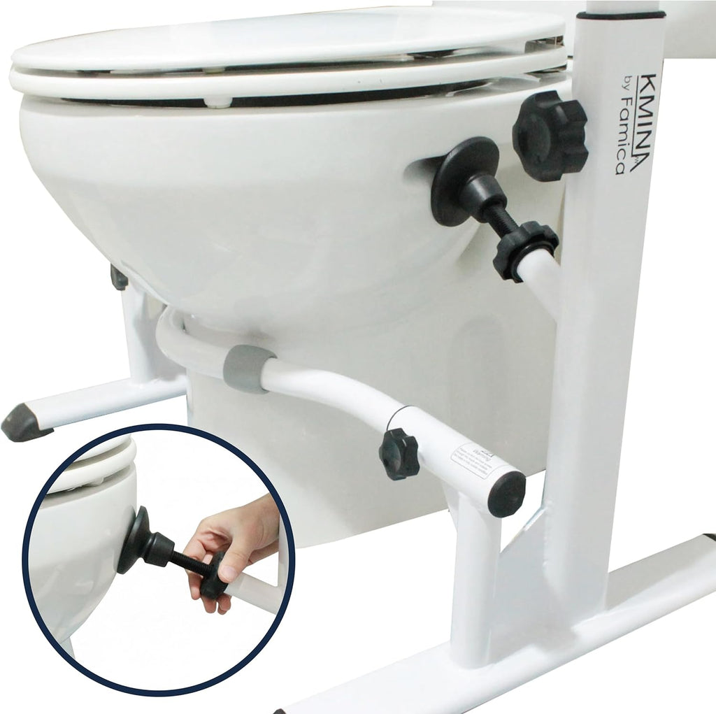 KMINA Toilet Safety Rails for Seniors, Adjustable Grab Bars with Handles

