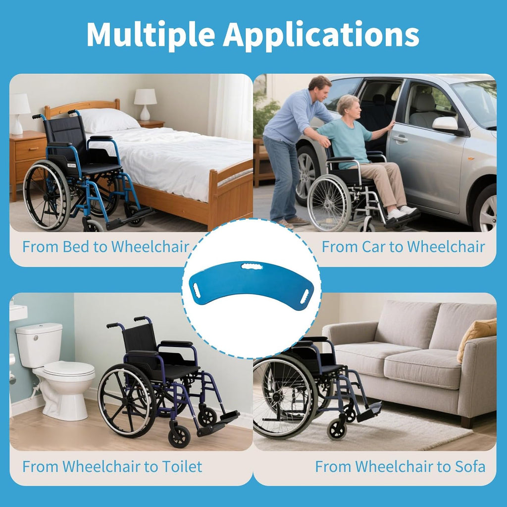 Transfer Board with Slide Sheet for Wheelchair Transfers to Bed, Toilet, Tub, Car

