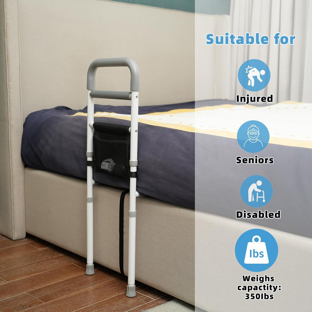 Bed Rails for Elderly Safety Adjustable Bed Assist Rail with Support Leg

