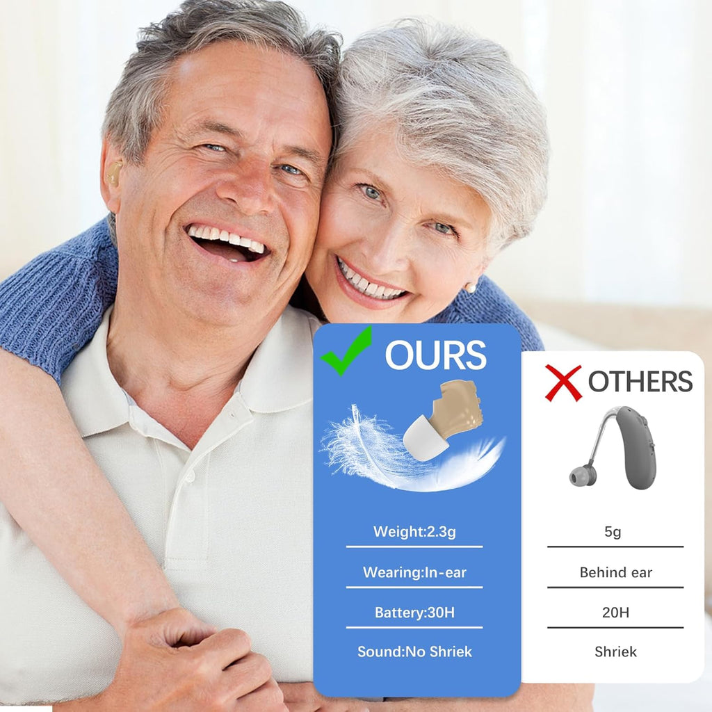 MEIMOUSE Rechargeable Hearing Aids for Seniors, Invisible In-Ear Noise Cancelling

