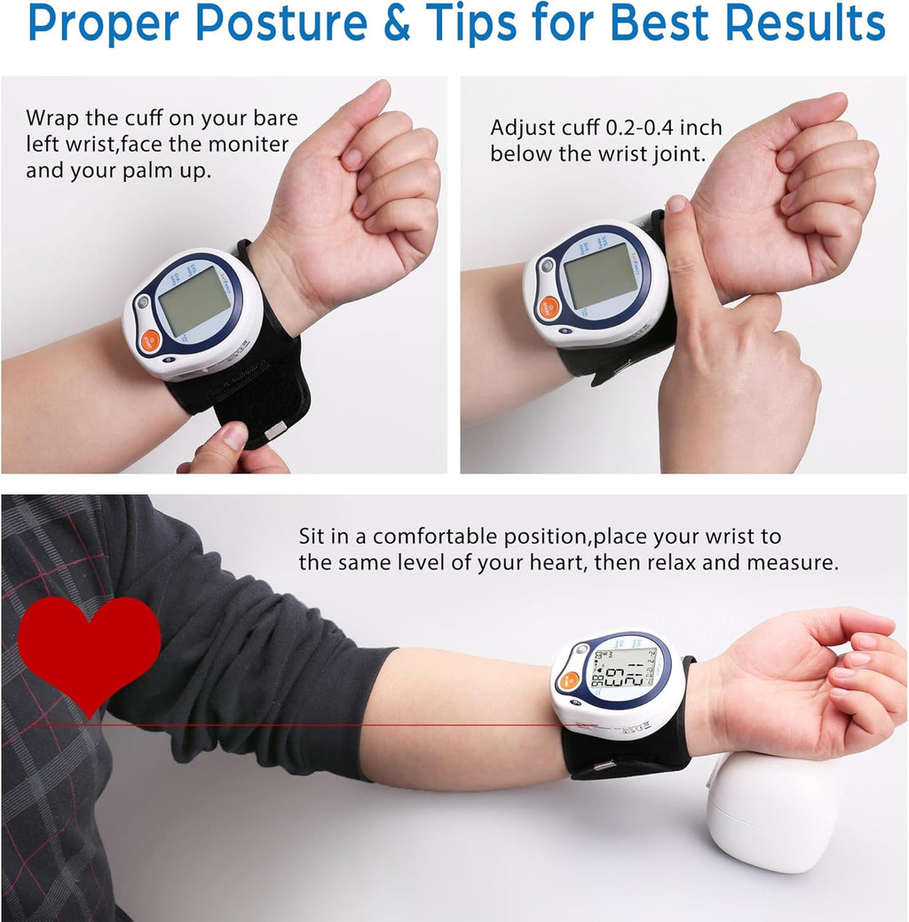 LotFancy Digital Automatic Wrist Blood Pressure Monitor with Carrying Case


