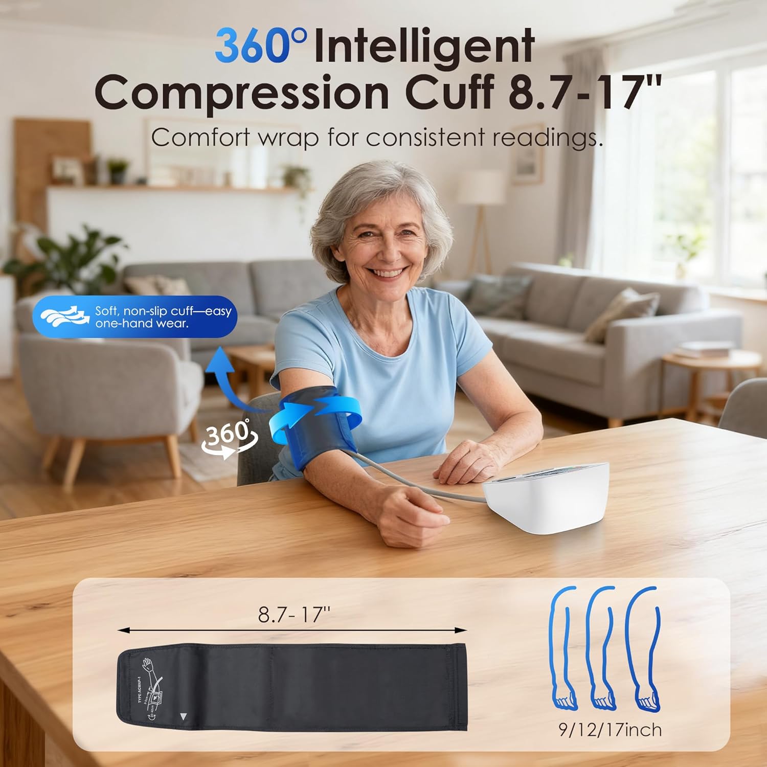 Weony Upper Arm Digital Blood Pressure Monitor for Home Use, Adjustable Cuff

