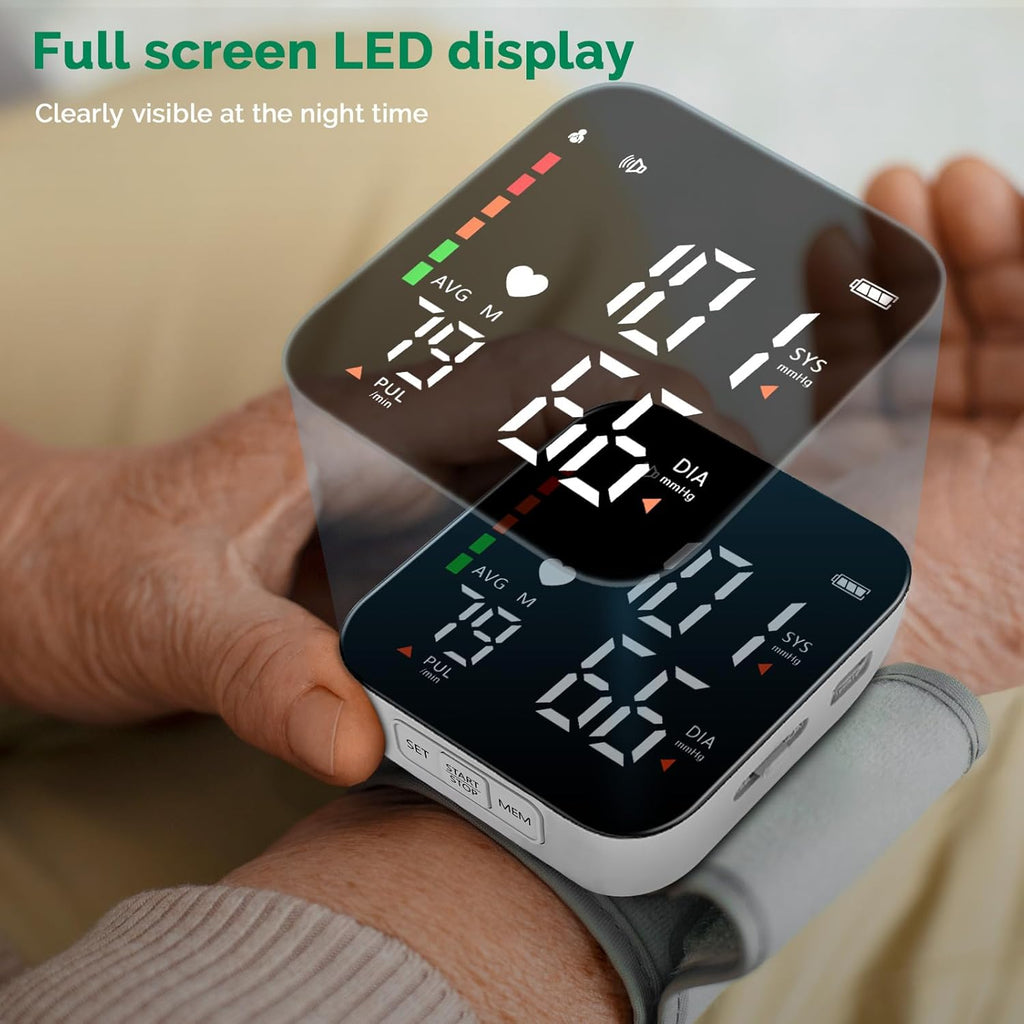 Greetmed Talking Wrist Blood Pressure Monitor Automatic Digital BP Machine

