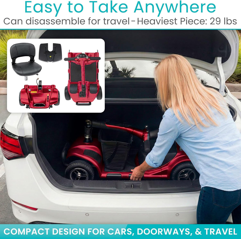 Vive 4-Wheel Electric Mobility Scooter, Compact Travel Powered Wheelchair

