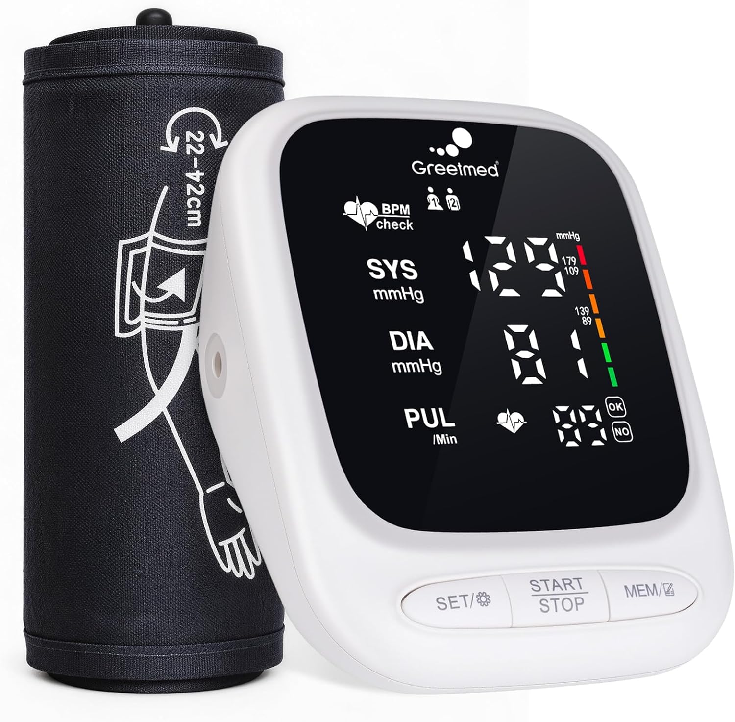 Upper Arm Automatic Blood Pressure Monitor with Talking Display and Rechargeable Battery

