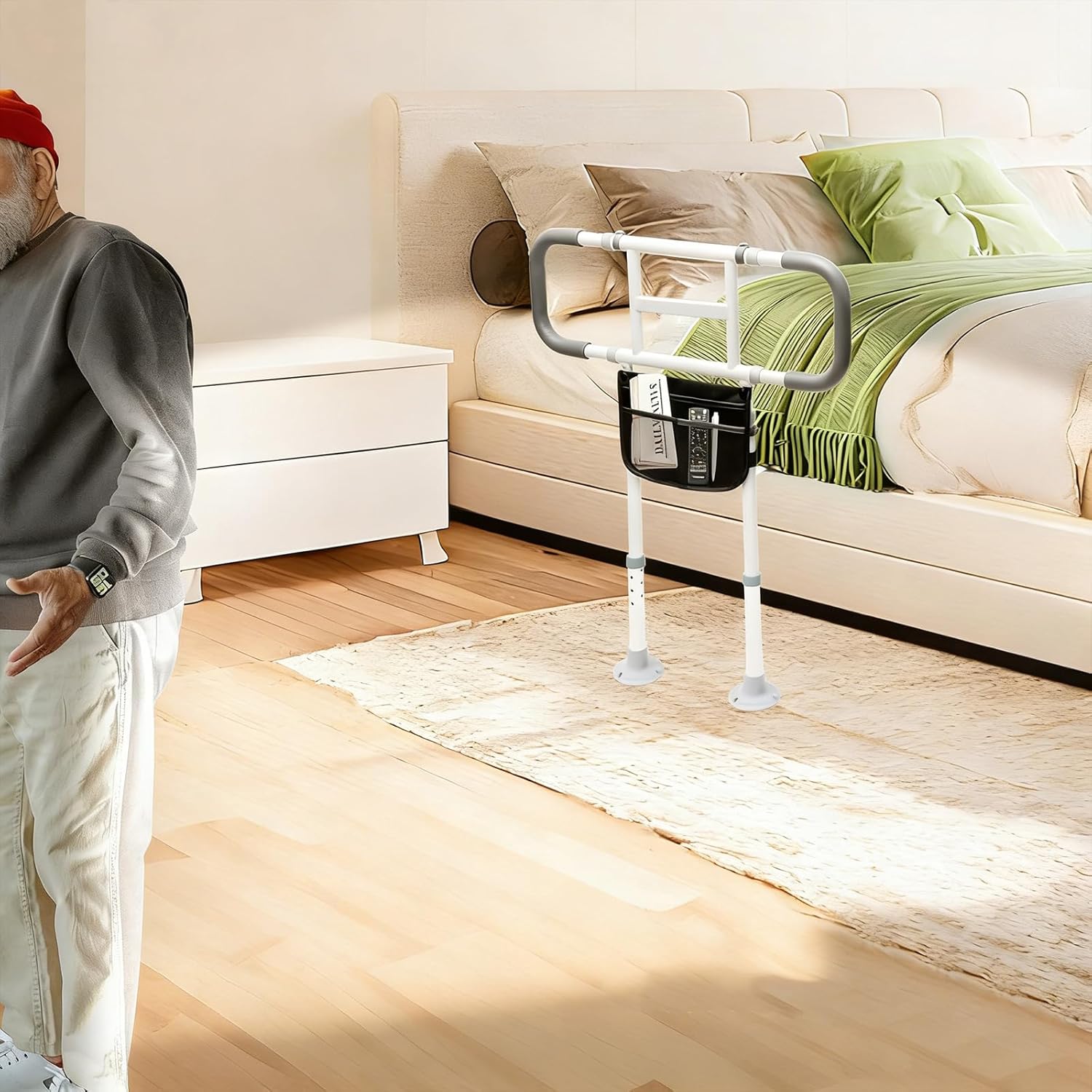 YEEGO DIRECT Bed Rails for Elderly Adjustable Bed Assist Rails with Motion Light


