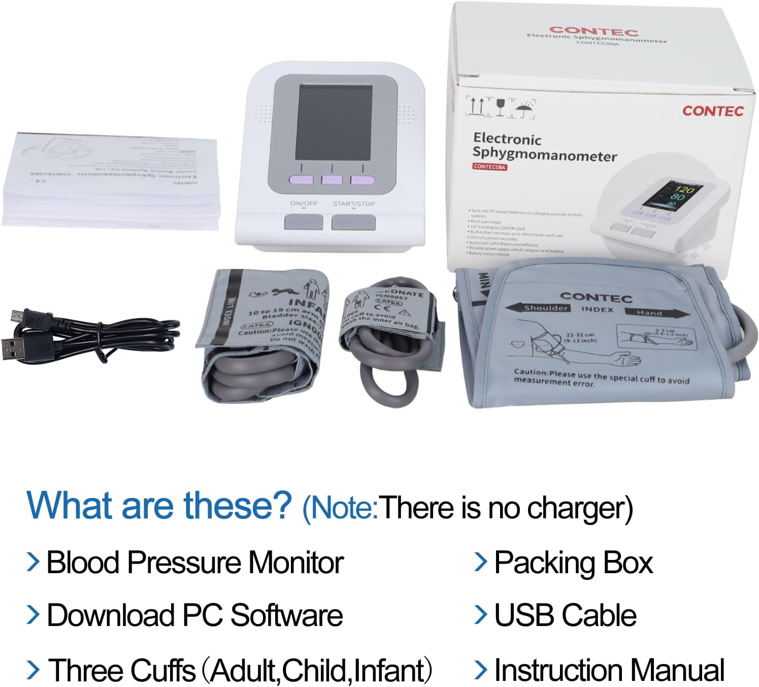 CONTEC Fully Automatic Upper Arm Blood Pressure Monitor, Electronic Sphygmomanometer

