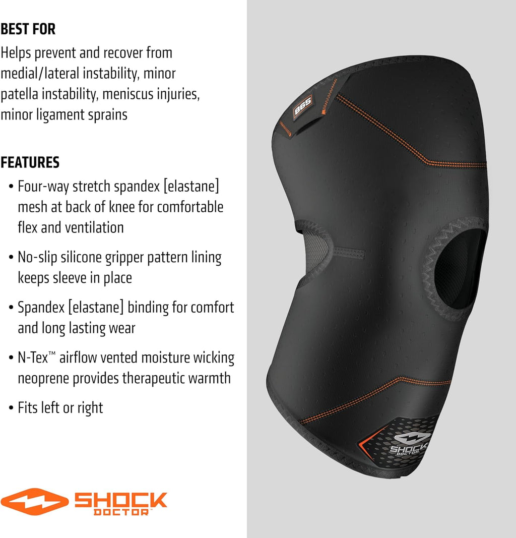 Shock Doctor 865 Knee Compression Support Brace with Breathable Mesh, Moisture Wicking

