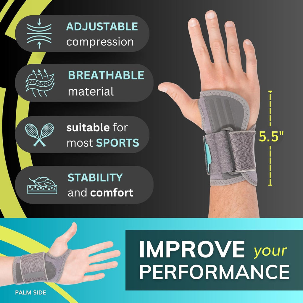 BraceAbility Wrist Support Brace for Tennis, Pickleball, Sports Injury Relief

