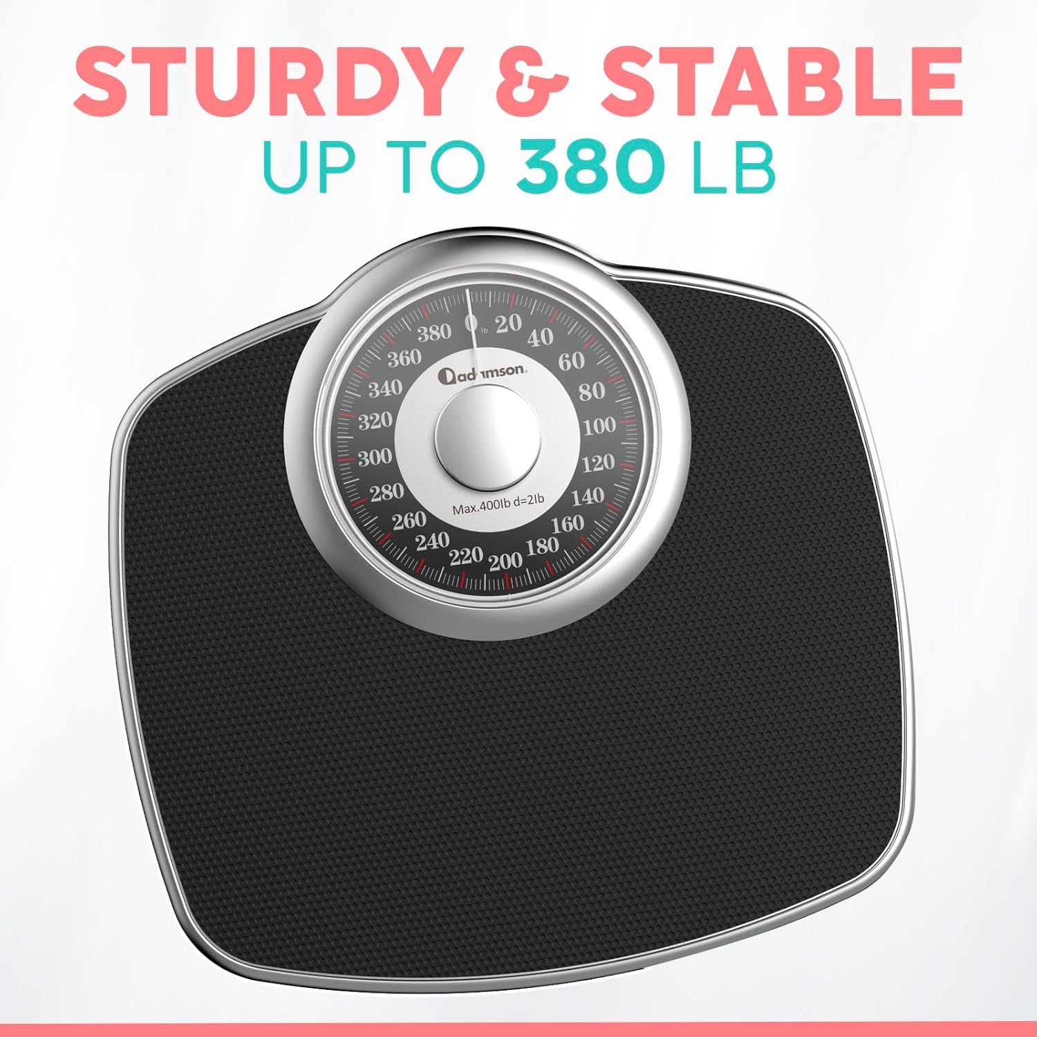 Adamson A25 Analog Body Weight Scale, Up to 400 Pounds, 5.3" Dial, Anti-Skid


