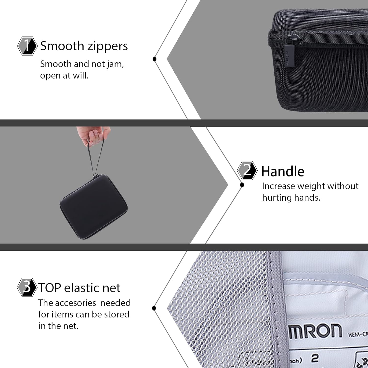 co2CREA Hard EVA Travel Case for Omron Upper Arm Blood Pressure Monitor BP7100

