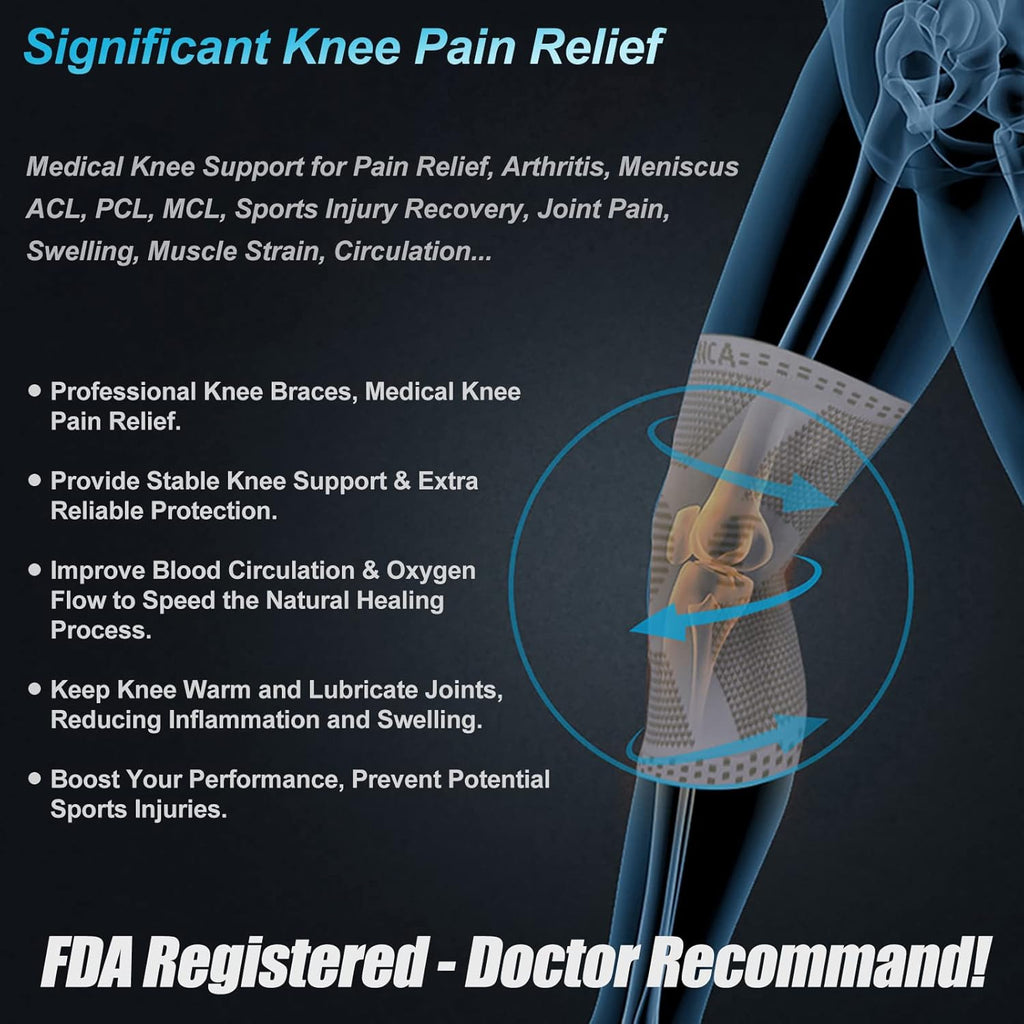 NEENCA Plus Size Knee Brace Sleeve with Patella Gel Pad & Side Stabilizers

