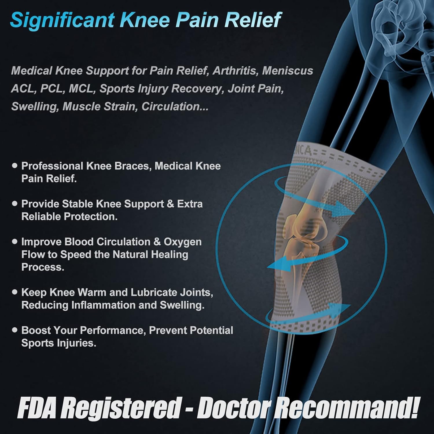 NEENCA Plus Size Knee Brace Sleeve with Patella Gel Pad & Side Stabilizers

