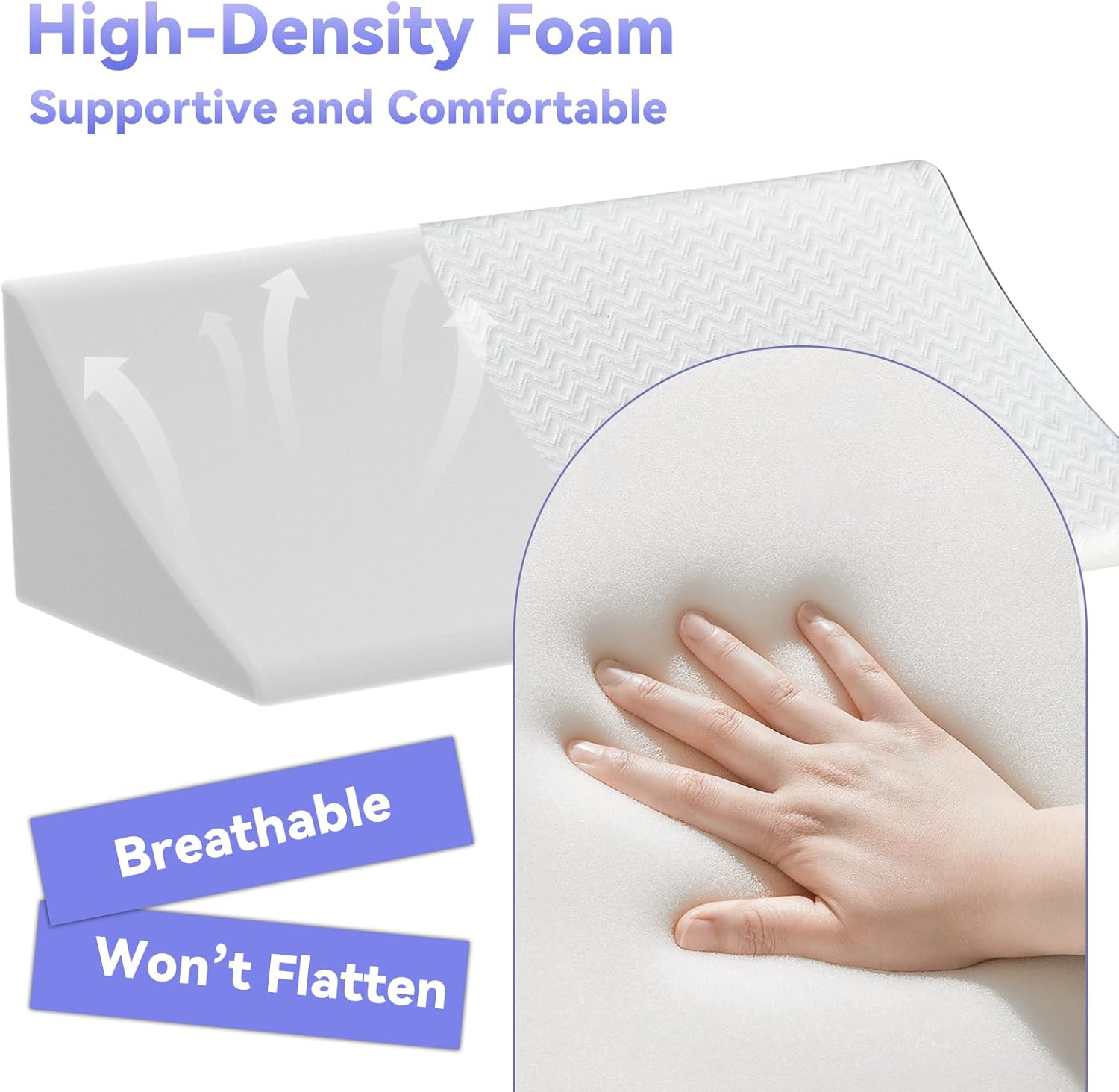 Vekkia Wedge Pillow for Side Sleeping with High-Density Foam and Back Support

