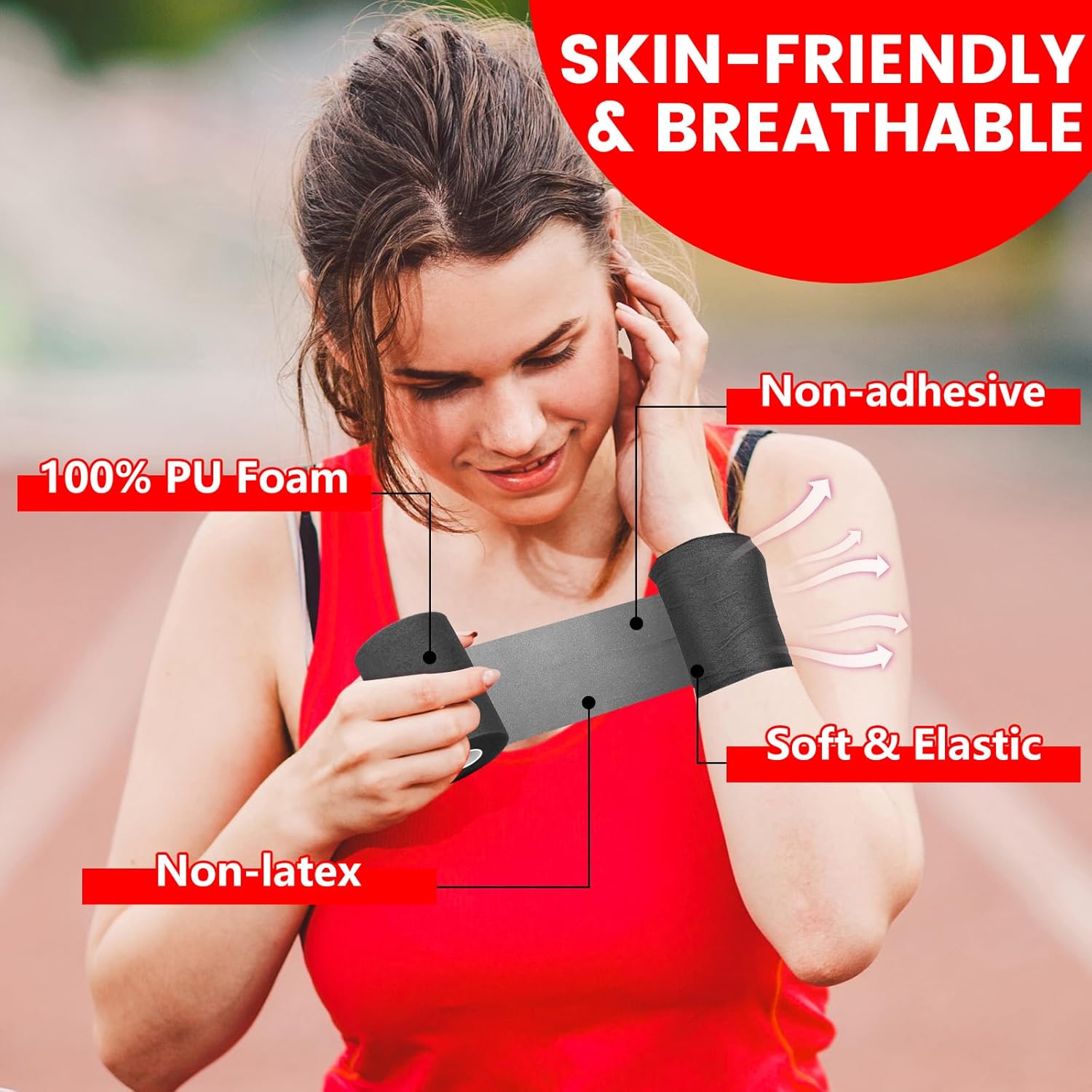 NUITPY Pre Wrap Athletic Tape Foam Underwrap for Hair, Wrists, Ankles, Knees

