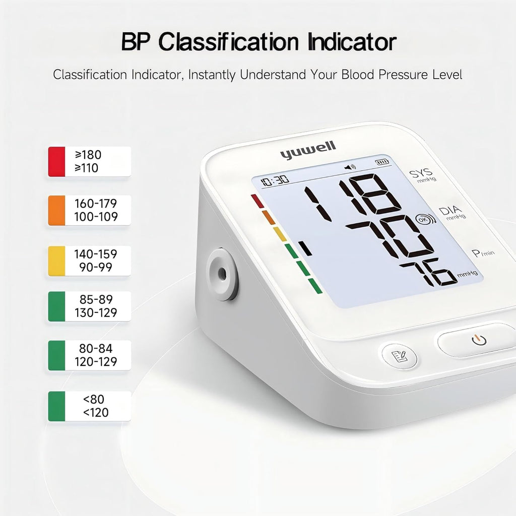 yuwell Upper Arm Digital Blood Pressure Monitor with Large Backlit Display, 199 Memory

