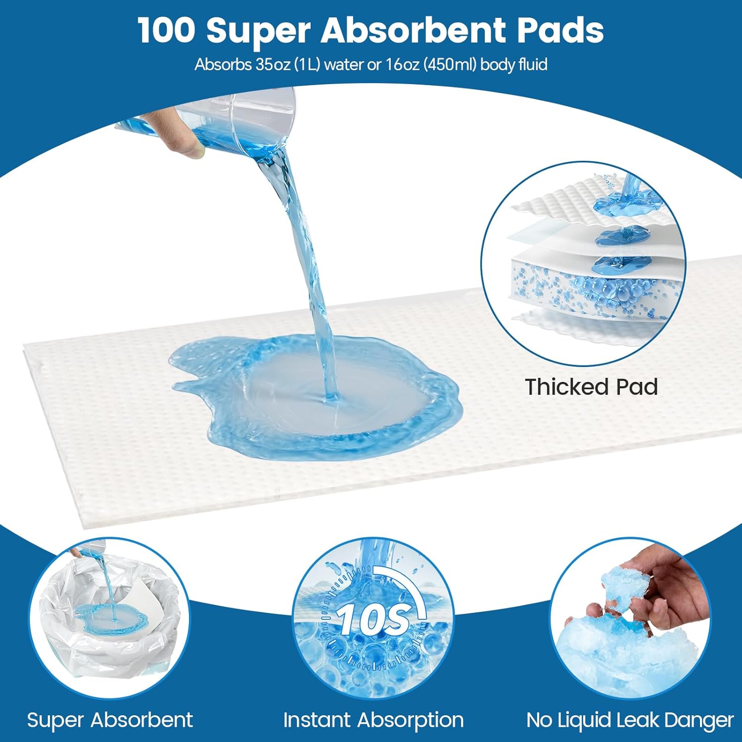 HOMLAND Commode Liners with Absorbent Inserts, Leak-Proof Portable Toilet Liners

