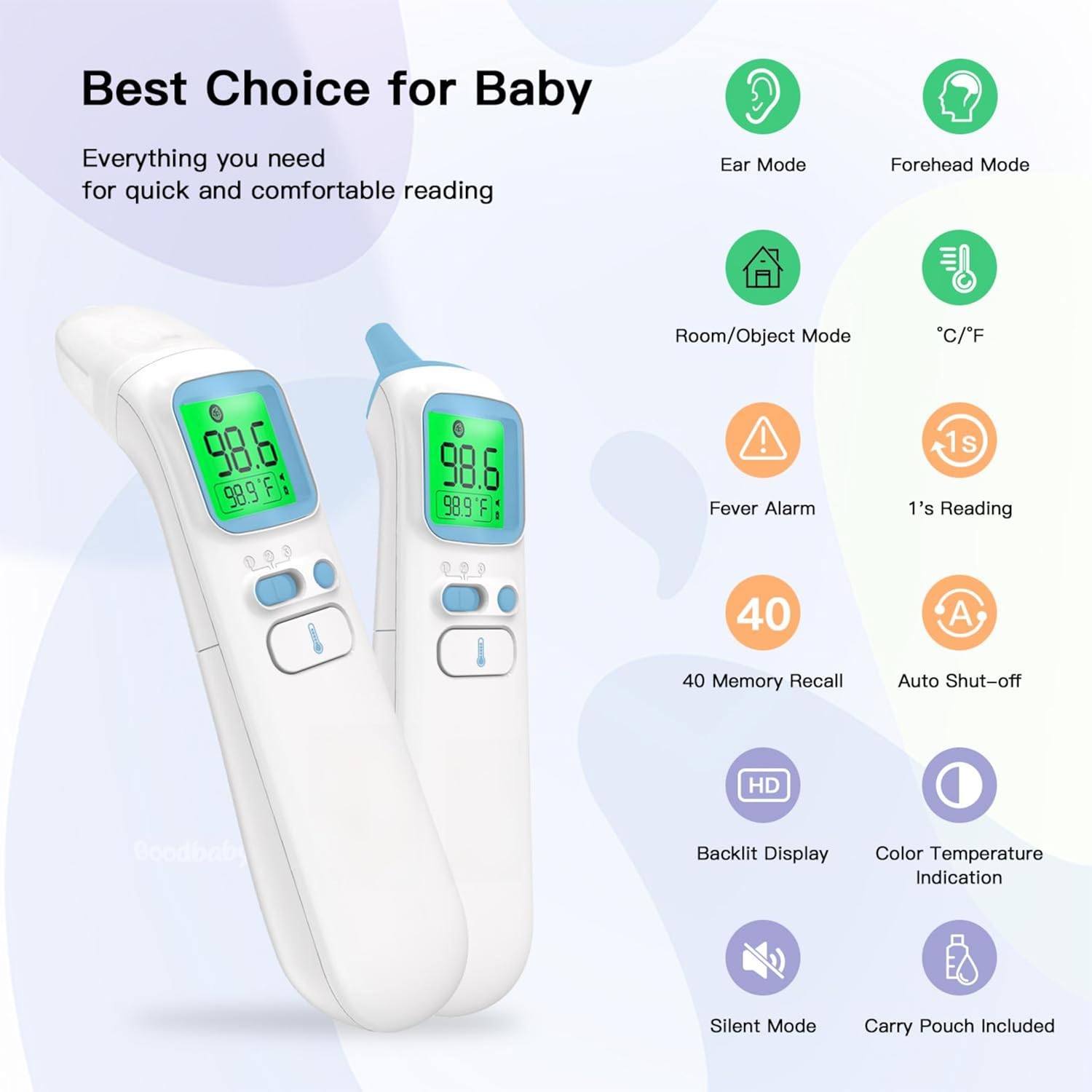 3-in-1 Infrared Ear and Forehead Digital Thermometer for Adults, Kids, Baby

