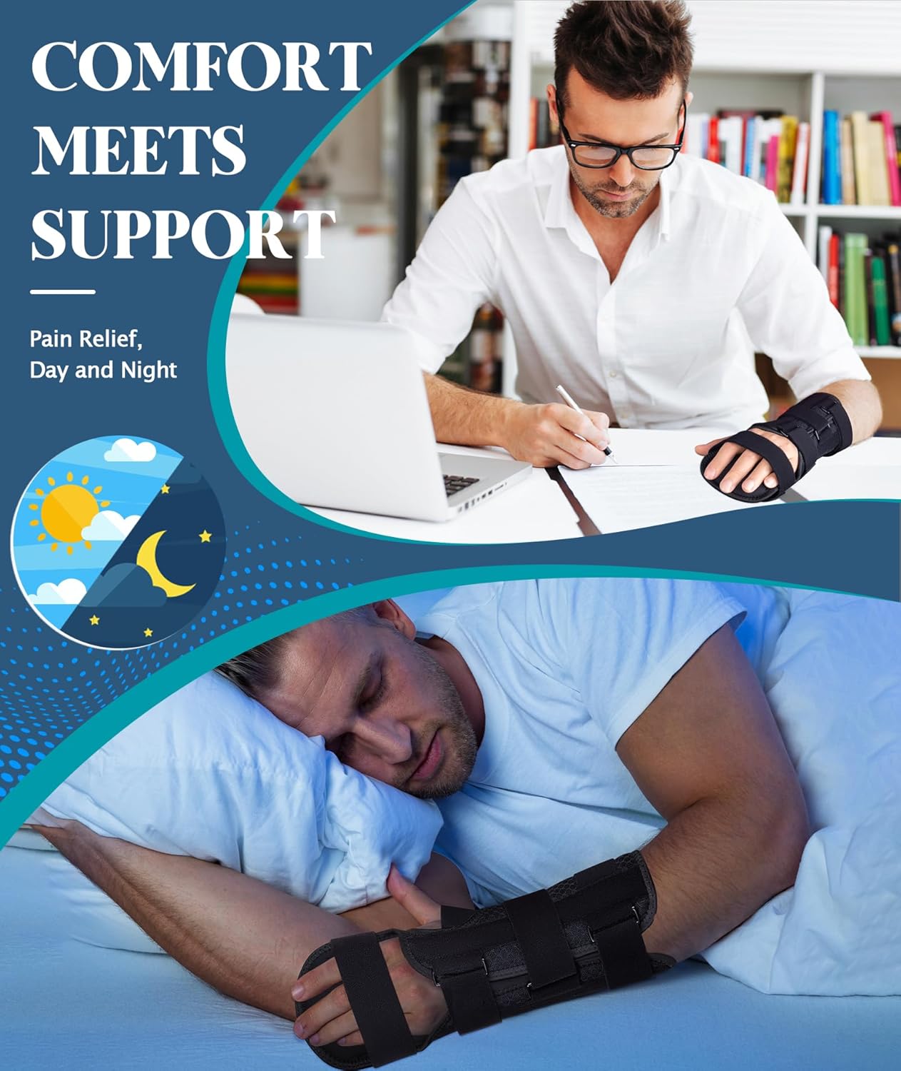 Oyakin Resting Splint for Stroke Recovery, Carpal Tunnel Night Immobilizer, Wrist Brace

