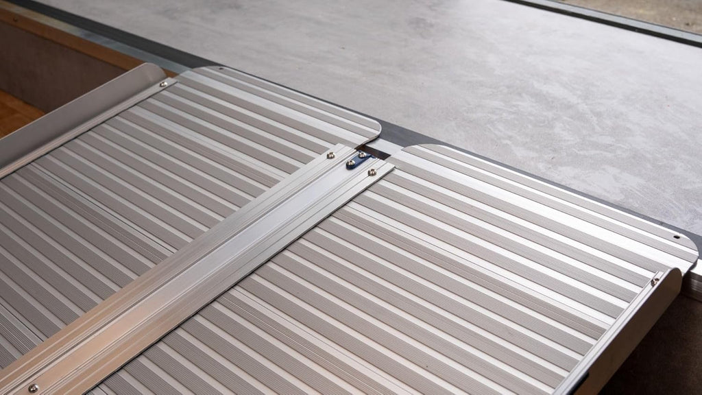 Ruedamann Portable Wheelchair Ramp, Folding Aluminum Non-Slip Ramp for Doorways

