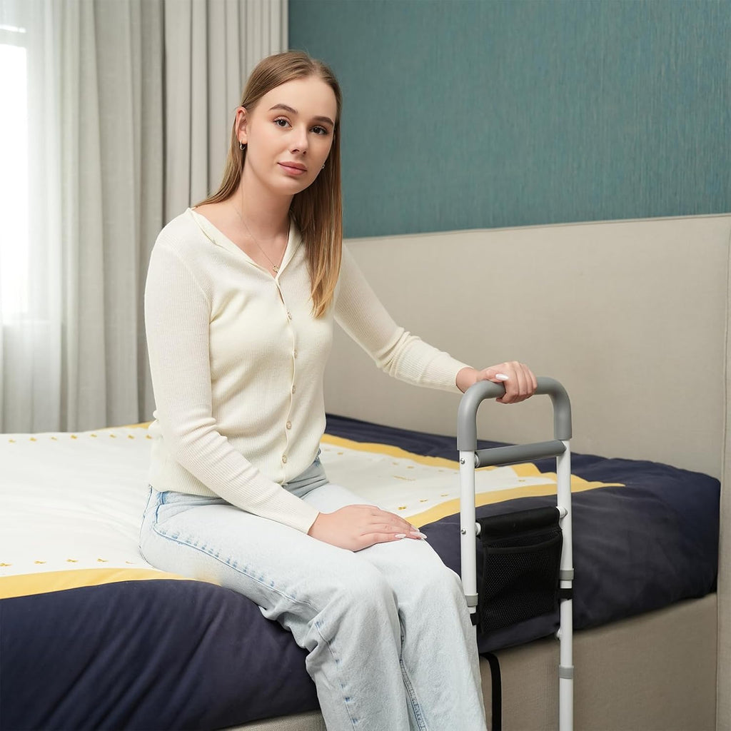 Bed Rails for Elderly Safety Adjustable Bed Assist Rail with Support Leg

