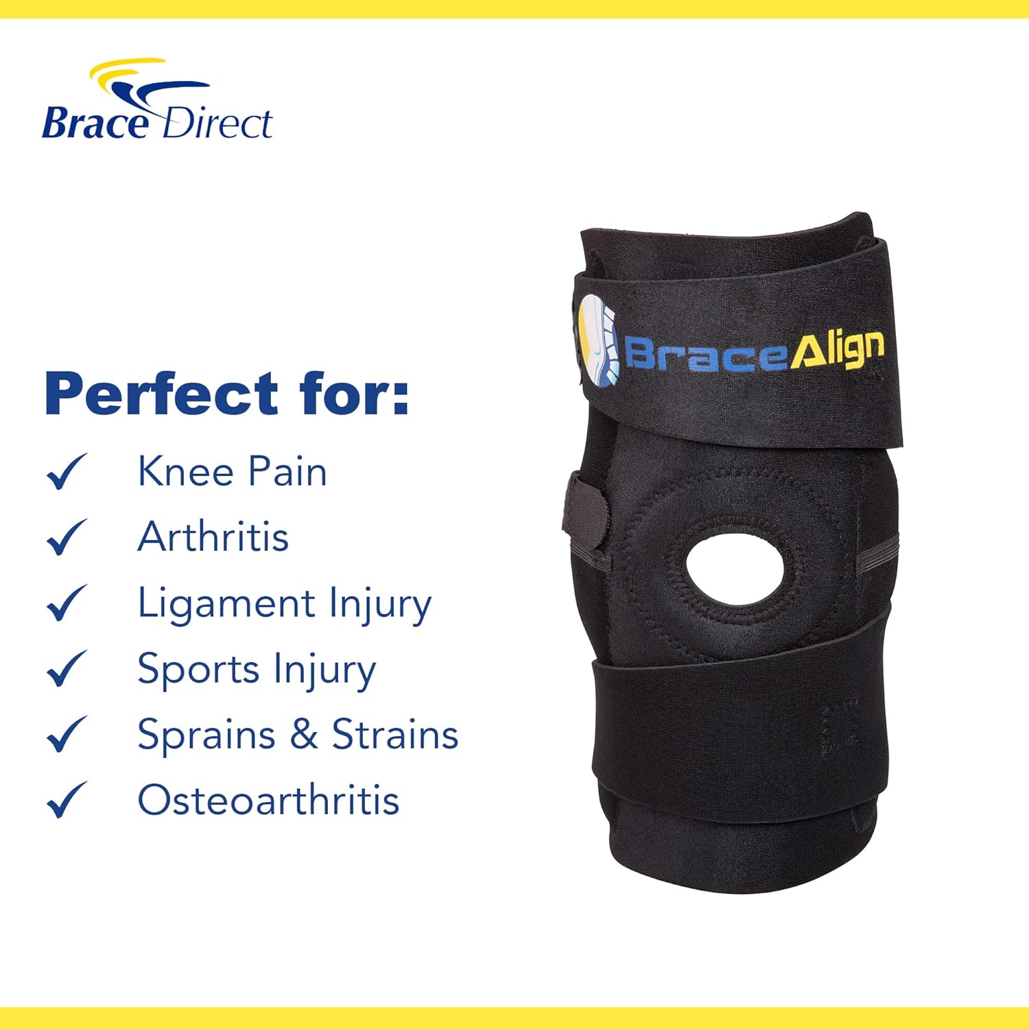 ROM Hinged Knee Brace with Stabilizers for ACL/PCL, Patella Support, Sprains

