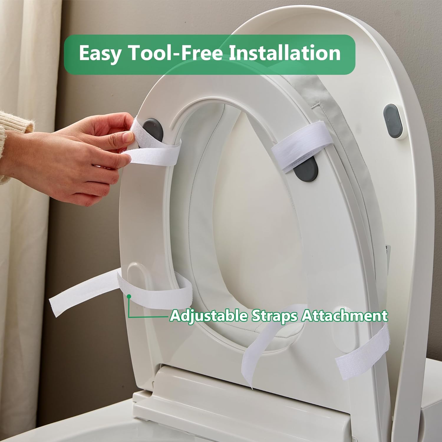 Toilet Seat Riser Cushion for Seniors, Soft Foam Padded Bathroom Seat Elevator

