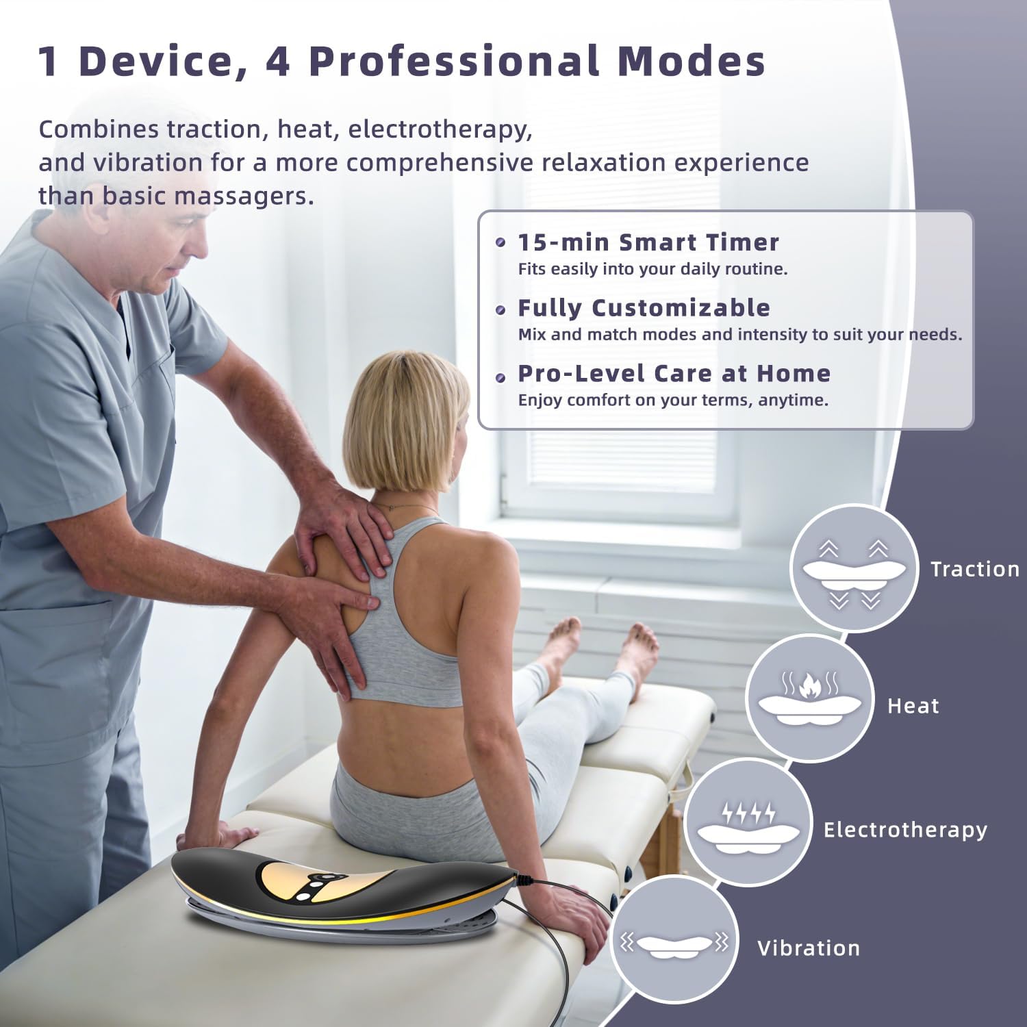 Zenopax 4-in-1 Electric Lumbar Traction Device, Adjustable Back Massager

