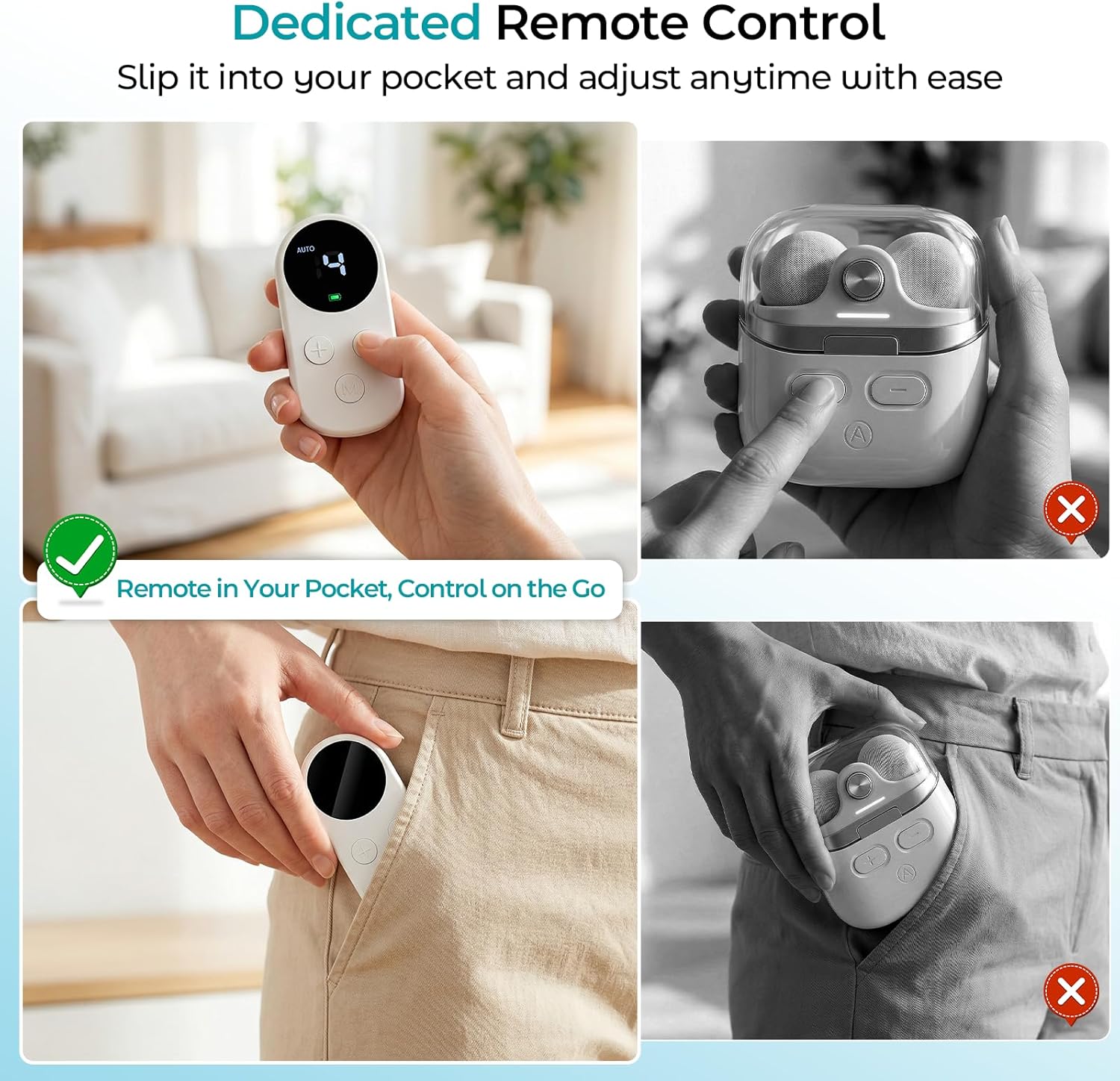 Betife Wireless TENS Unit Muscle Stimulator for Back Pain, Portable Pain Relief

