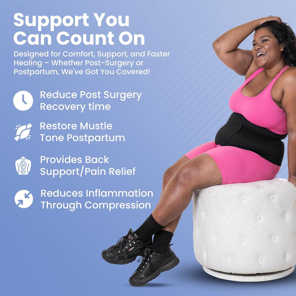QORE LOGIQ Plus Size Abdominal Binder Post Surgery 12 in Compression Wrap

