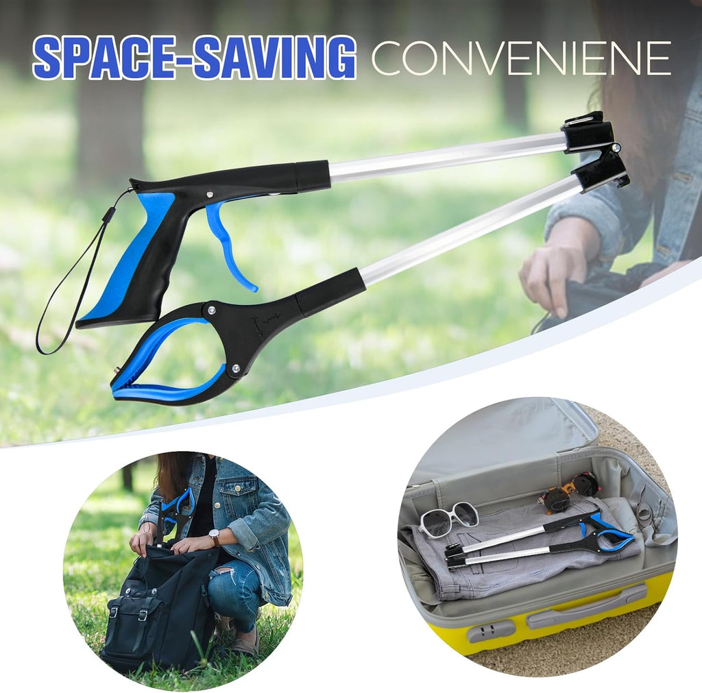 Foldable Grabber Reacher Tool, 32 in Reach, 4 in Jaw, 360° Rotating Head

