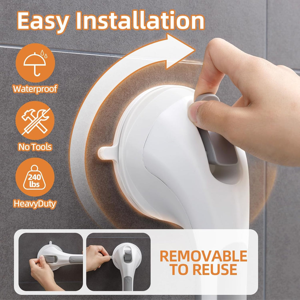 Suction Cup Shower Grab Bar Safety Handrail for Bathtub and Shower

