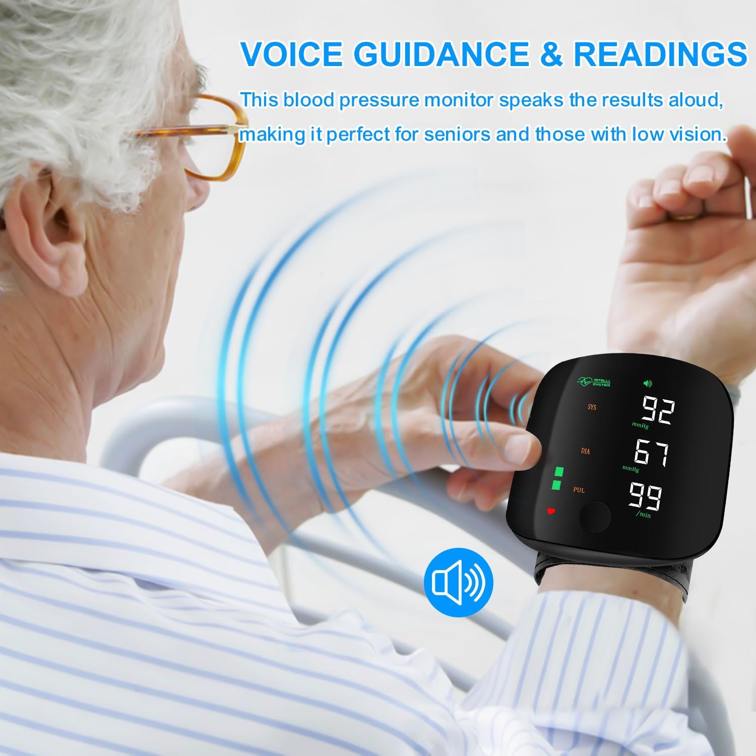 Rechargeable Wrist Blood Pressure Monitor with Digital Display and Voice Broadcast

