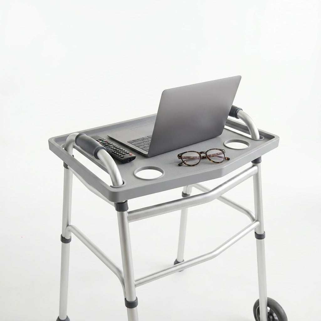 Bluestone Walker Tray Upright with Holders for Folding Walkers, Cup Holders

