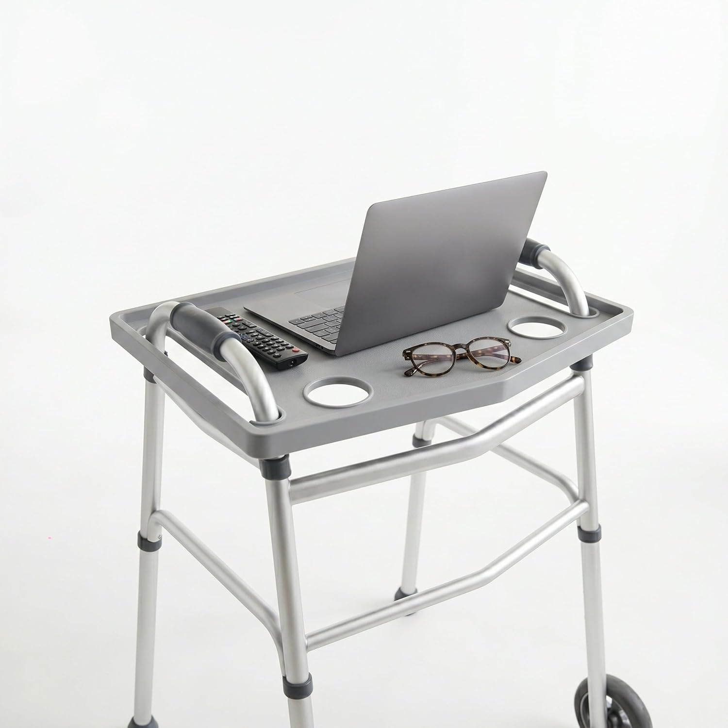 Bluestone Walker Tray Upright with Holders for Folding Walkers, Cup Holders

