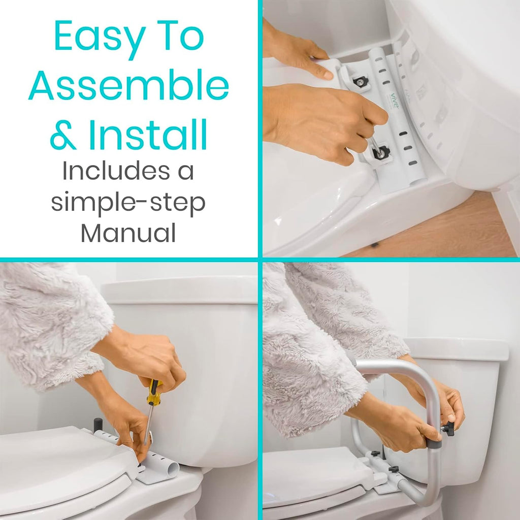 Vive Toilet Safety Rails for Seniors, Adjustable Grab Bars for Toilet

