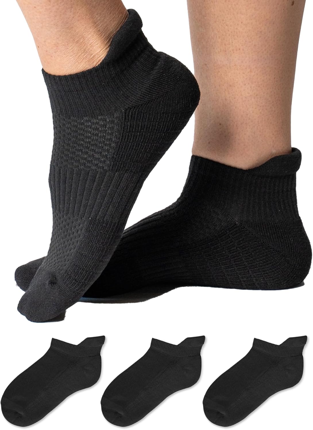 Viasox Ankle Compression Socks for Women & Men 3 Pack, 14 mmHg Support

