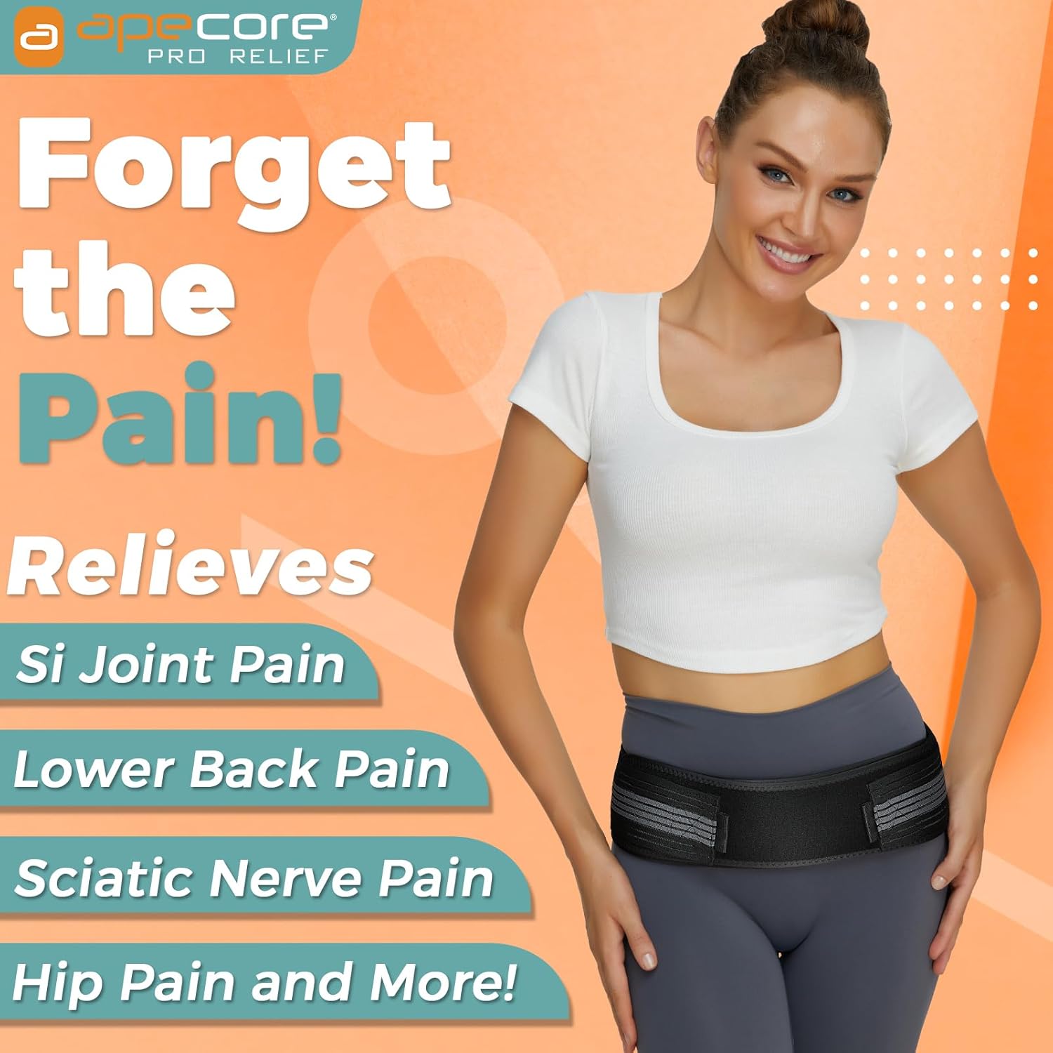 Apecore Sacroiliac SI Joint Hip Belt Brace for Sciatica and Lower Back Pain

