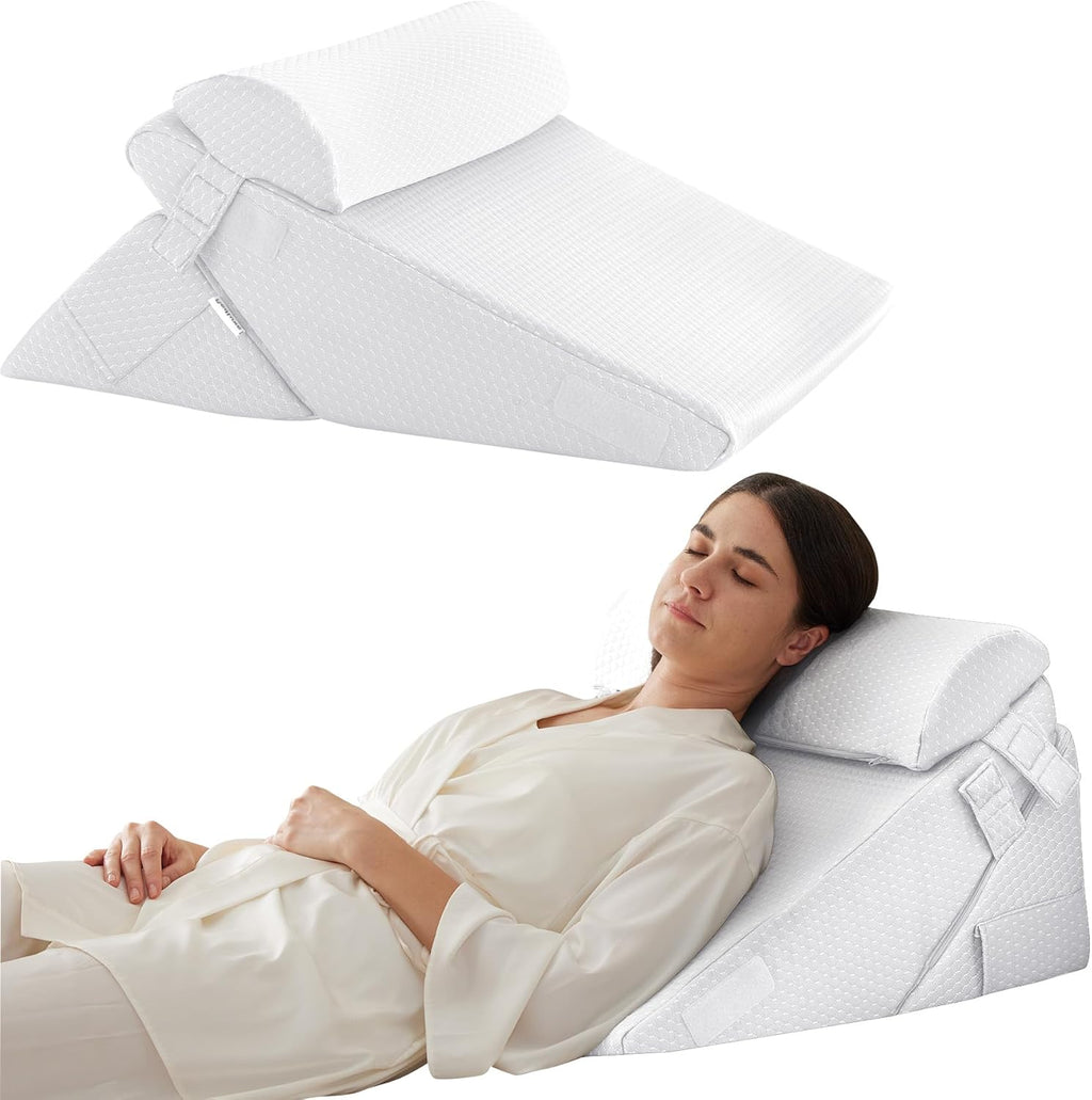 Bedluxe 3-Piece Orthopedic Bed Wedge Support Set, Foam Triangle for Acid Reflux

