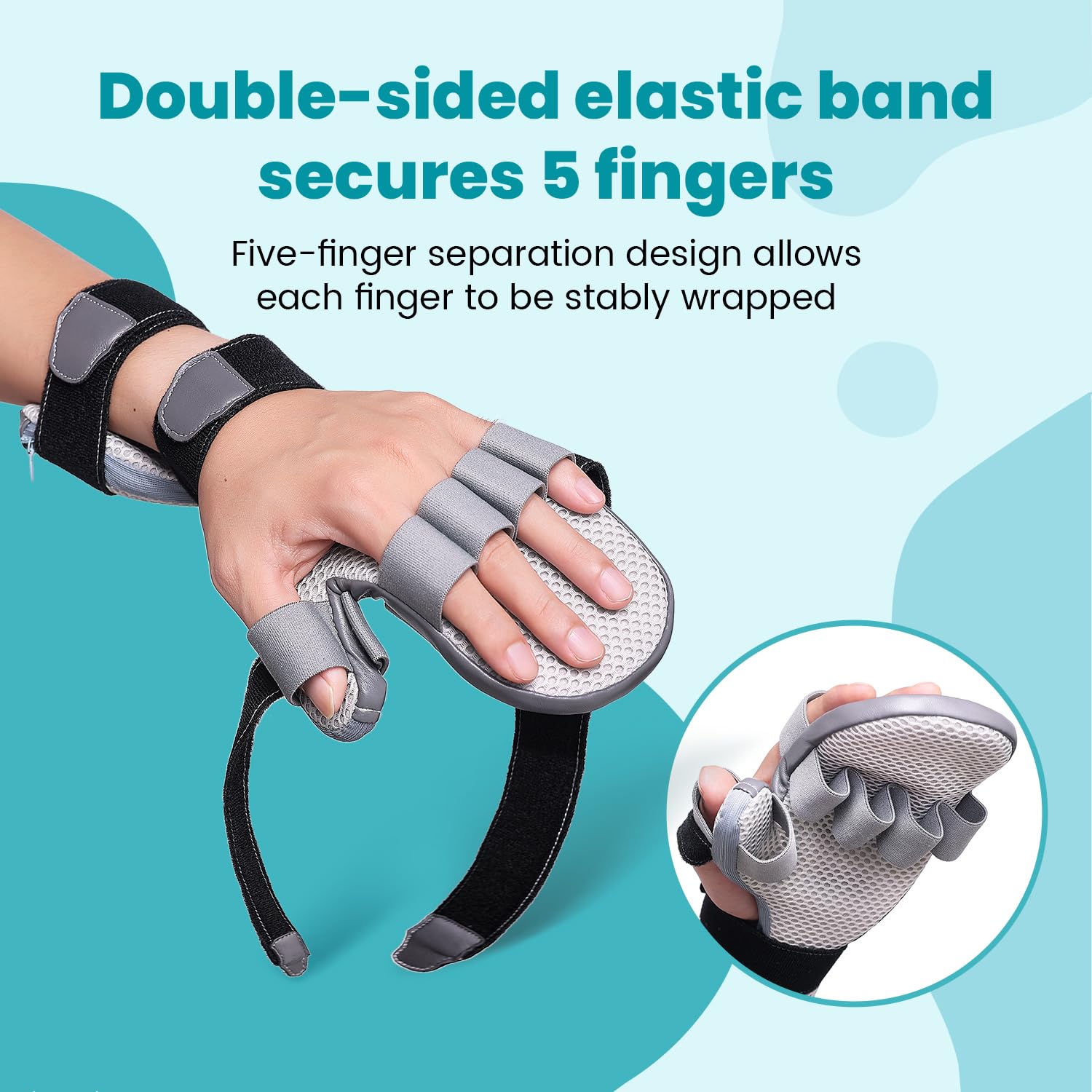 DrFinger Finger Hand Brace Splint for Straightening, Night Support, 5-Finger


