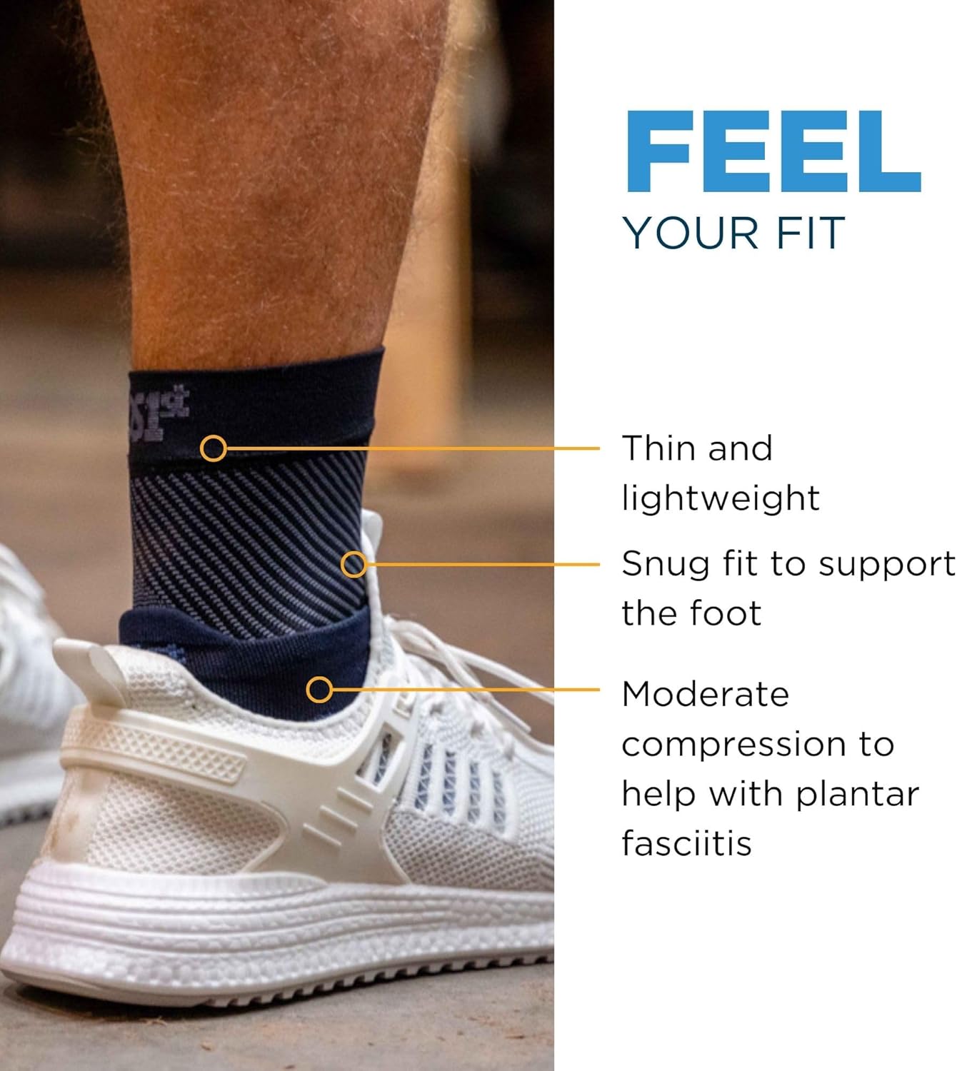 OrthoSleeve FS6 Compression Foot Sleeves for Plantar Fasciitis Heel Pain Support (1 Pair)

