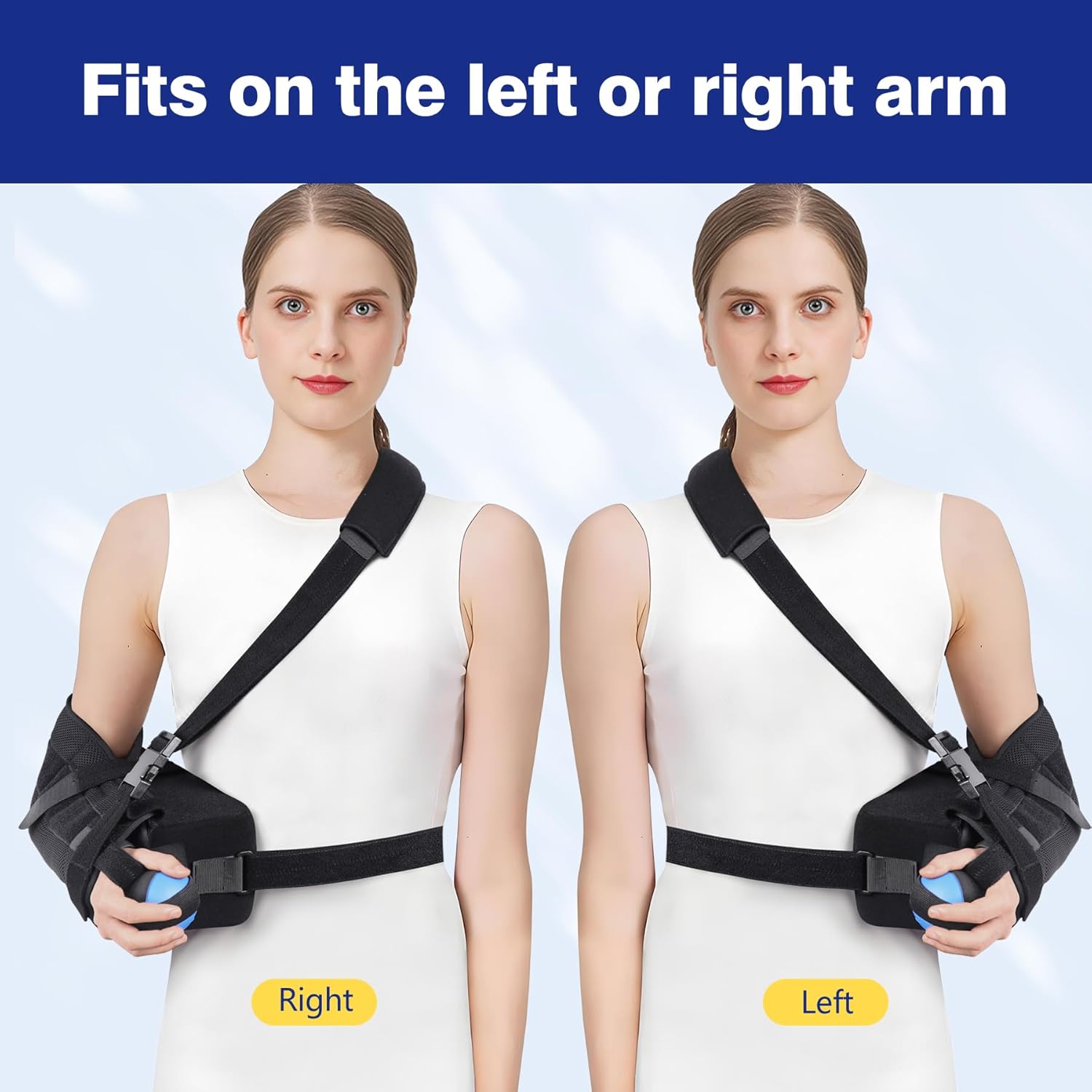 Shoulder Abduction Sling Immobilizer, Padded Rotator Cuff Support Brace with Pillow

